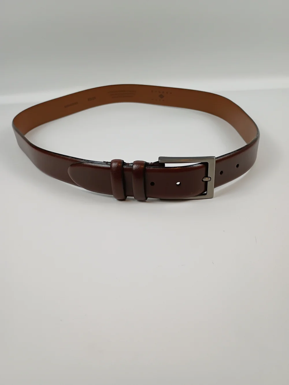 Joseph Abboud Men's Brown Leather Dress Belt with Silver Buckle